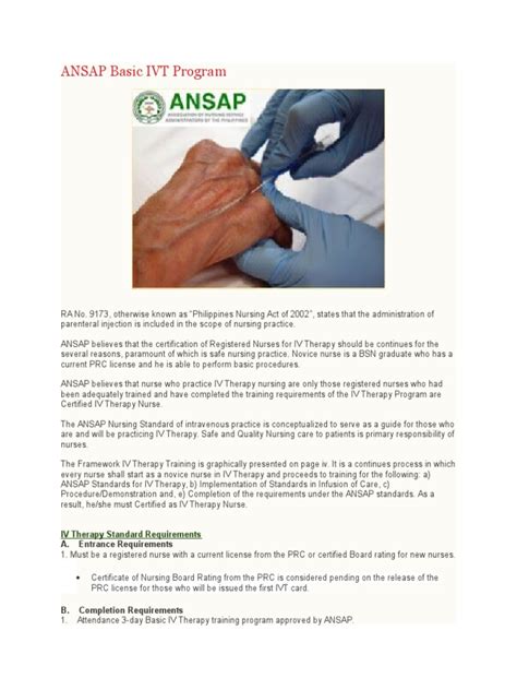 ansap ivt training 2023|ANSAP IVT Training Manual .